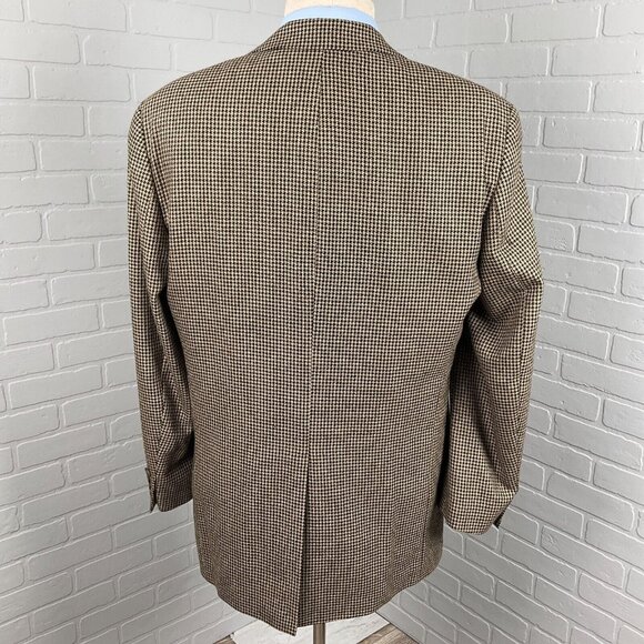 Ralph Lauren Chaps Men 40Tall‎ Black Tan Houndstooth Silk Wool Classic Canada - Picture 4 of 15
